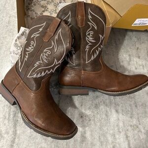 IUV Brown Leather Faux Men’s Cowboy Boots Size 10